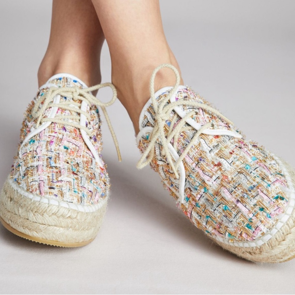 Anthropologie tweed lace-up espadrille sneakers